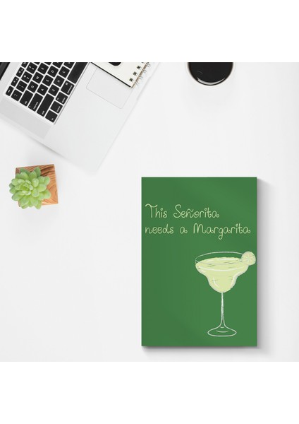 This Seniorita Needs A Margarita A5 14X20 cm Tel Zımbalı Çizgisiz Not Defteri