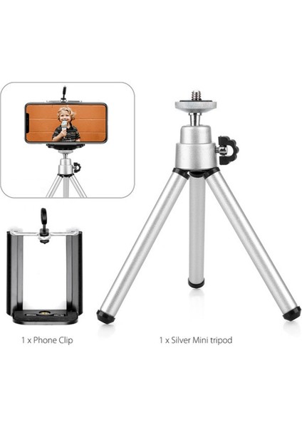 Mini Taşınabilir Telefon Tripodu - Gümüş (Yurt Dışından)