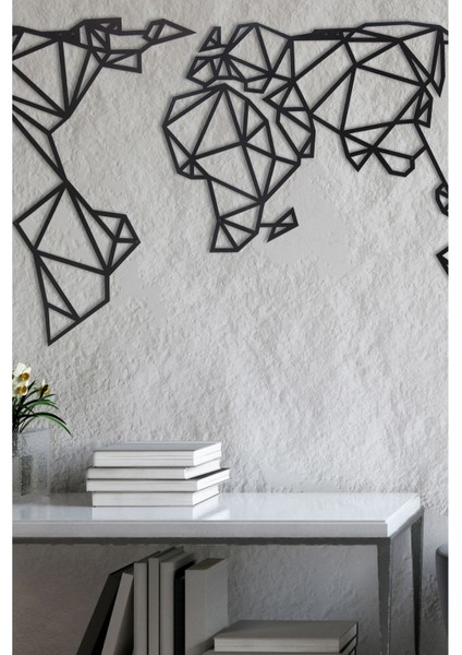 Geometrik Dünya Haritası Ev&ofis Metal Duvar Tablosu