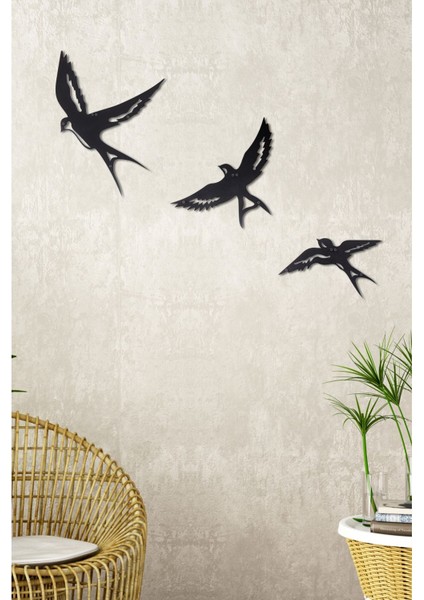 3'lü Kırlangıç Ev&ofis Metal Duvar Tablosu - 26X35 cm - 24X25 cm - 23X14 cm fiyatları