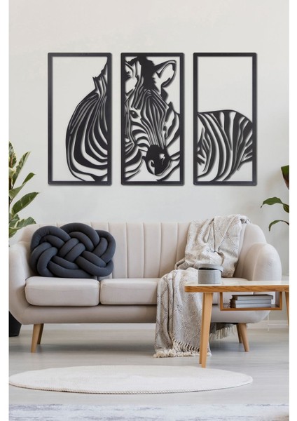 3 Parça Zebra Ev&ofis Metal Duvar Tablosu