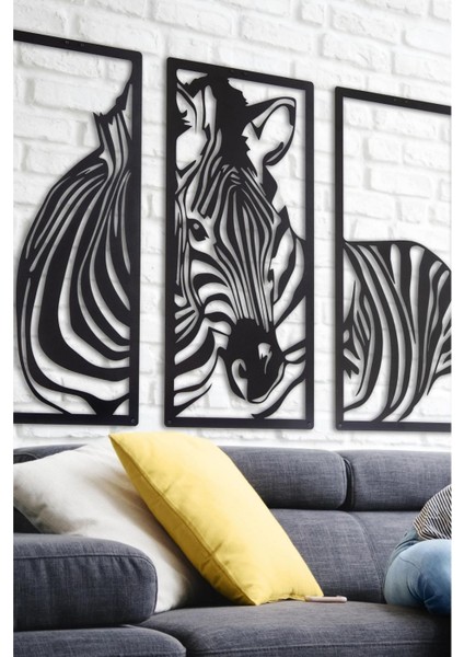 3 Parça Zebra Ev&ofis Metal Duvar Tablosu