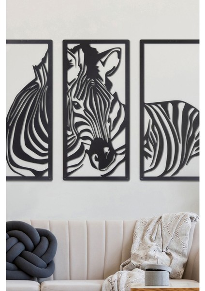 3 Parça Zebra Ev&ofis Metal Duvar Tablosu
