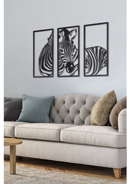 3 Parça Zebra Ev&ofis Metal Duvar Tablosu