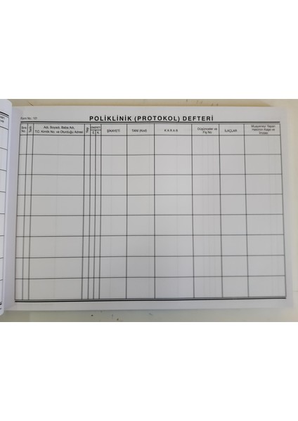 Poliklinik / Protokol Defteri 200 sayfa fiyatları