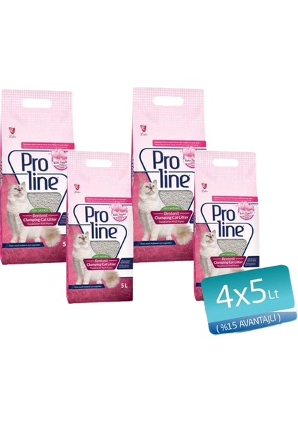 Pro Line Proline Bebek Pudralı Topaklanan Bentonit Kedi Kumu 4x5 Lt