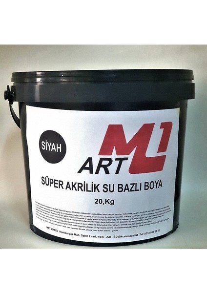 M1 Art Süper Akrilik Su Bazlı Siyah Boya 20 kg