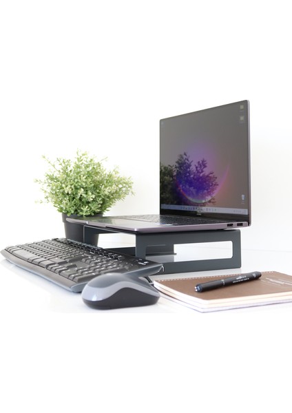 Monitör Standı - Laptop Standı - Monitör Yükseltici - Metal - Antrasit Gri - SMS2