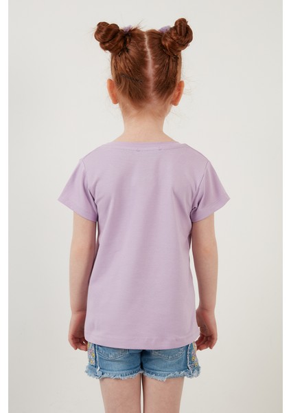 Baskılı Bisiklet Yaka Pamuklu T Shirt Kız Çocuk T Shirt 6211027 indirimleri