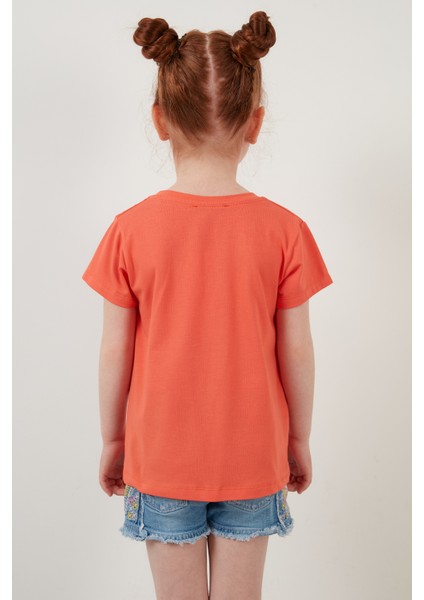 Baskılı Bisiklet Yaka Pamuklu T Shirt Kız Çocuk T Shirt 6211028 indirimleri
