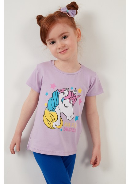 Baskılı Bisiklet Yaka Pamuklu T Shirt Kız Çocuk T Shirt 6211035 fiyatları