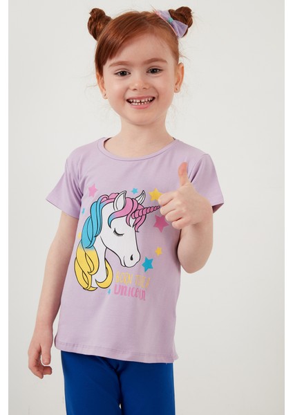 Baskılı Bisiklet Yaka Pamuklu T Shirt Kız Çocuk T Shirt 6211035 modelleri
