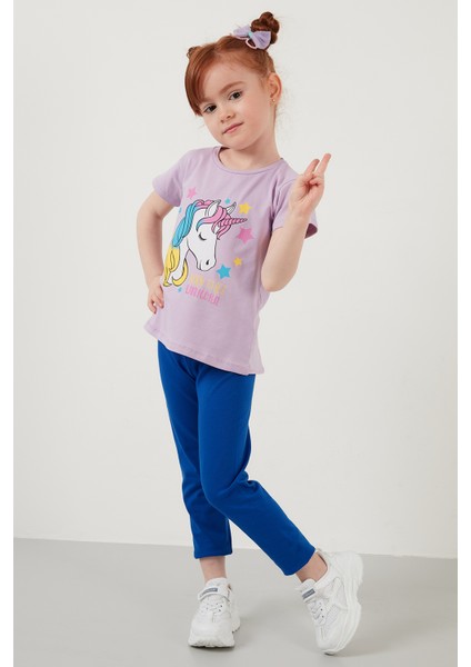Baskılı Bisiklet Yaka Pamuklu T Shirt Kız Çocuk T Shirt 6211035 fırsatları