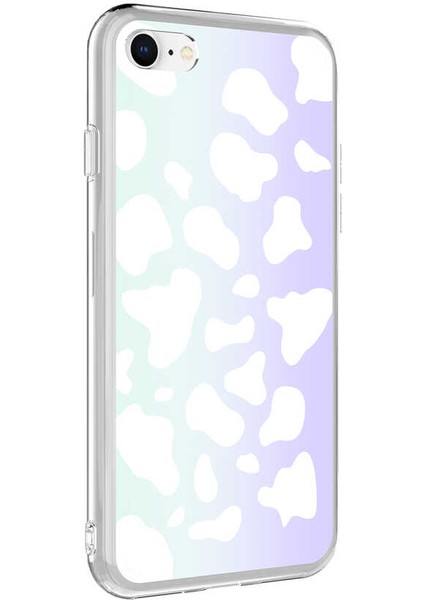 Apple iPhone Se 2022 Kılıf M-Blue Desenli Fosforlu Silikon Kapak