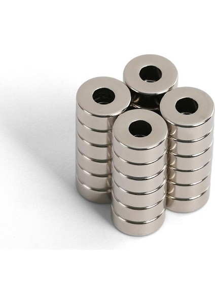 Delikli Neodyum Mıknatıs 15X5X5 mm (Çap:15 mm, İç Çap: 5 mm, Kalınlık:5 mm) - 5 Adet Set