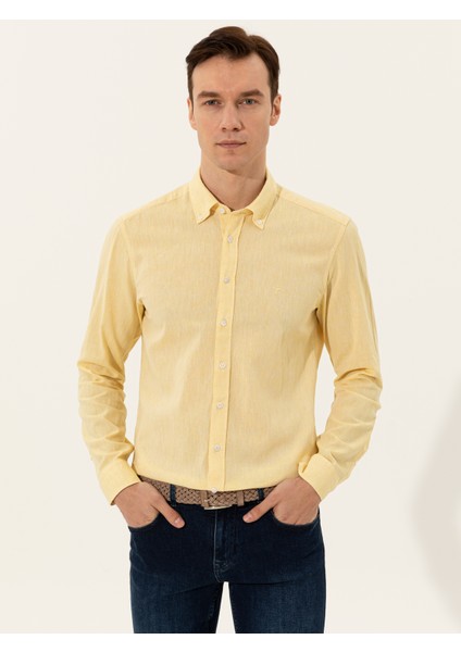 Sarı Slim Fit Gömlek 50250813-VR044