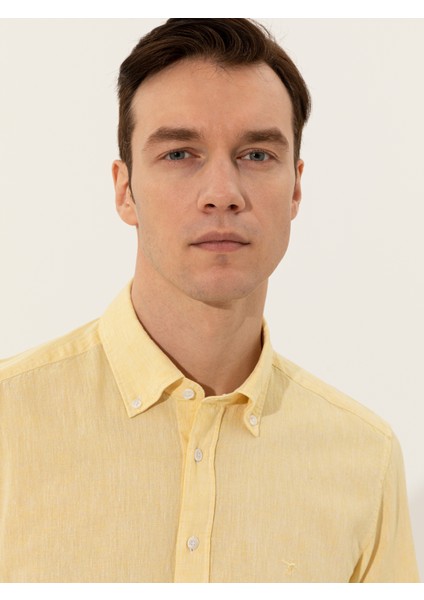 Sarı Slim Fit Gömlek 50250813-VR044