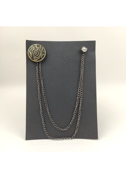 Desenli Gümüş Ceket Iğnesi