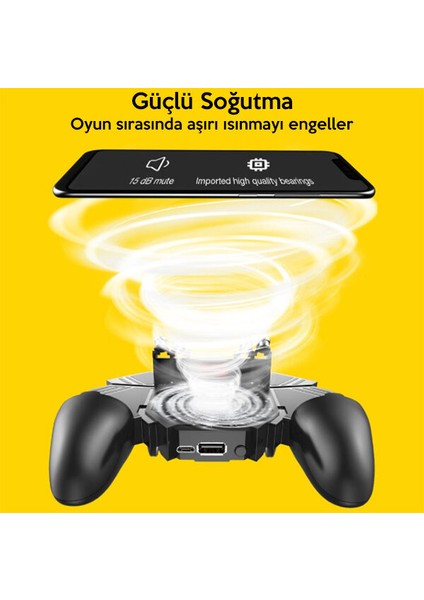 AK77 Fanlı Dört Tetık Mobıl Oyun Aparatı - Pubg USB Şarjlı
