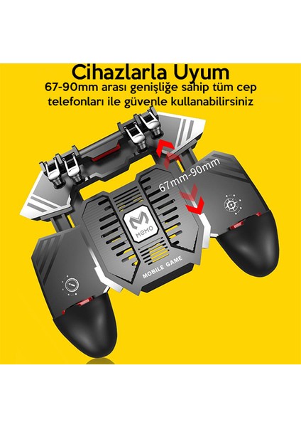 AK77 1200 Mah Fanlı Dört Tetık Mobıl Oyun Aparatı - Pubg(Or
