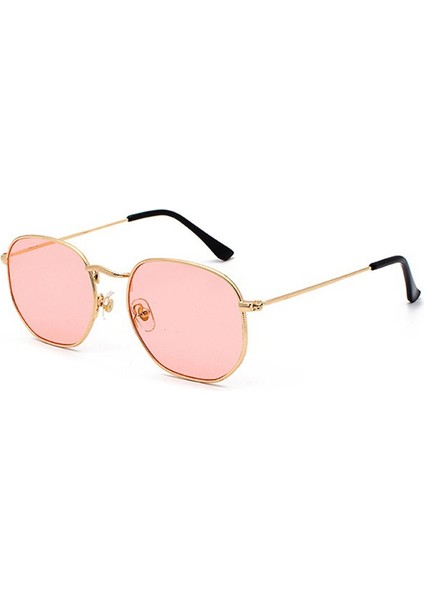 Güneş Gözlüğü Kare Poligon Güneş Gözlükleri Marka Tasarımcısı Retro Tonları Metal Çerçeve Gözlük Top UV400 (Yurt Dışından)