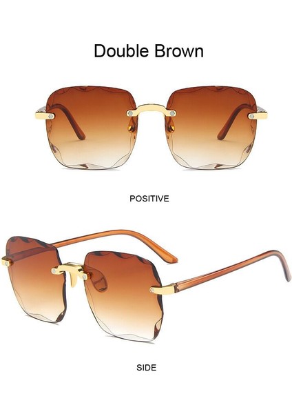 Klasik Vintage Kare Güneş Gözlüğü Kadın Degrade Ayna Çerçevesiz Güneş Gözlükleri Kadın (Yurt Dışından) modelleri