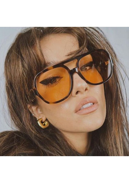 Trendler Pilot Güneş Gözlüğü Kadınlar Vintage Sarı Marka Tasarımcısı Sunglass Kadın Büyük Boy Popüler Gözlük UV400 (Yurt Dışından) fiyatları