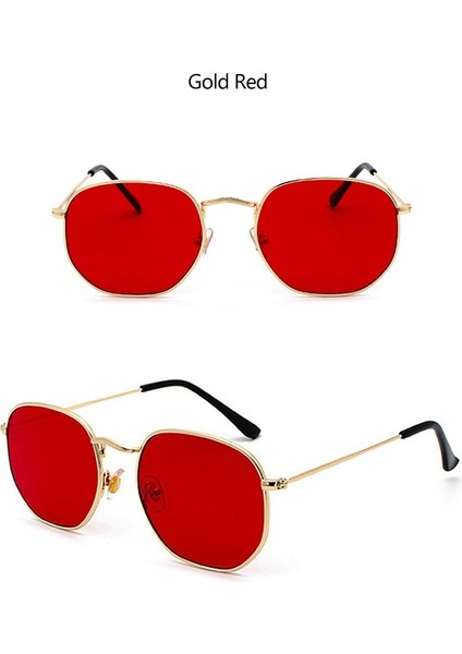 Güneş Gözlüğü Kare Poligon Güneş Gözlükleri Marka Tasarımcısı Retro Tonları Metal Çerçeve Gözlük Top UV400 (Yurt Dışından) modelleri