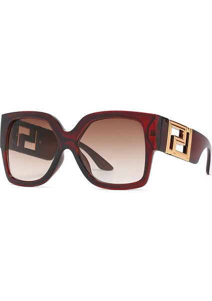 Gradyan Güneş Gözlüğü Serin Kadınlar Vintage Marka Tasarım Kare Güneş Gözlükleri Büyük Çerçeve (Yurt Dışından)