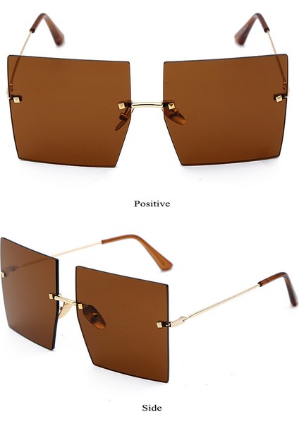 Vintage Kare Güneş Kadınlar Lüks Büyük Boy Çerçevesiz Güneş Gözlükleri Shades Kadın Moda Marka Tasarımcısı Temizle (Yurt Dışından) fiyatları
