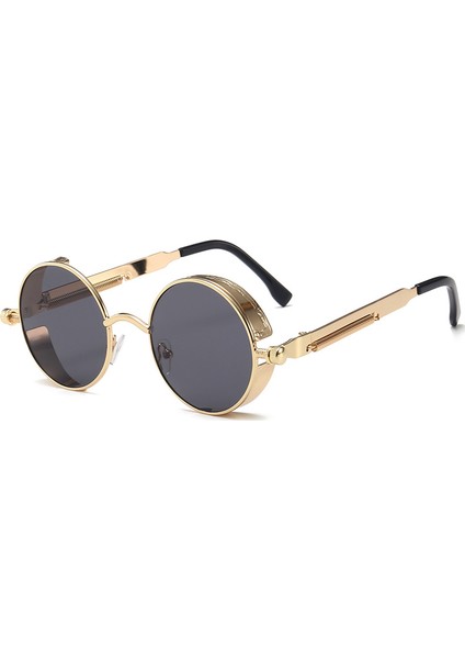 Klasik Gotik Steampunk Güneş Gözlüğü Polarize Vintage Yuvarlak Metal Çerçeve UV400 (Yurt Dışından)
