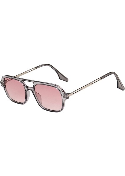 Retro Çift Köprü Kadın Güneş Gözlüğü Moda Pembe Gradyan Gözlük Trend Oyuk Leopar Mavi Güneş Gözlükleri Erkekler Shades (Yurt Dışından)