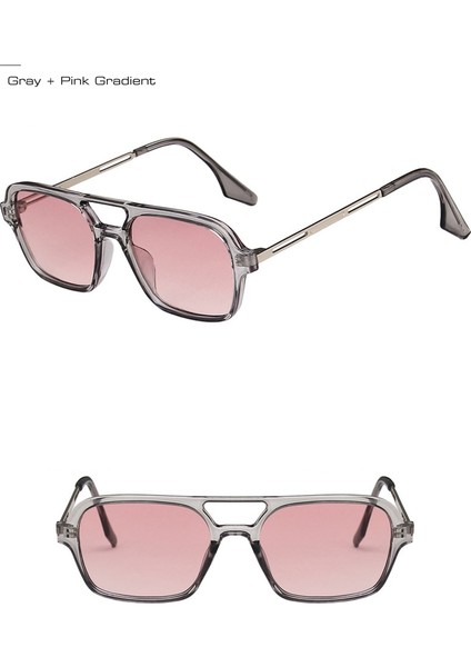 Retro Çift Köprü Kadın Güneş Gözlüğü Moda Pembe Gradyan Gözlük Trend Oyuk Leopar Mavi Güneş Gözlükleri Erkekler Shades (Yurt Dışından)
