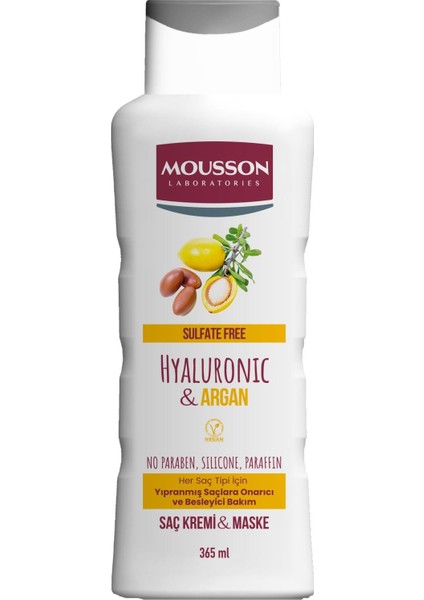 Hyalüronik Asit & Argan Içeren Onarıcı ve Besleyici Saç Bakım Krem ve Maskesi 365 ml