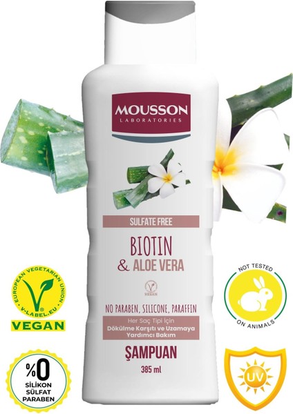 Biotin ve Aloe Vera Içeren Dökülme Karşıtı ve Uzamaya Saç Bakım Şampuanı 385 ml