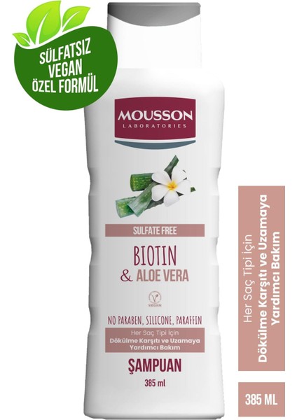 Biotin ve Aloe Vera Içeren Dökülme Karşıtı ve Uzamaya Saç Bakım Şampuanı 385 ml