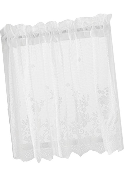 Dantel Katlı Cafe Yarım Perde Panel Kısa Valance 74X61 cm Beyaz (Yurt Dışından)