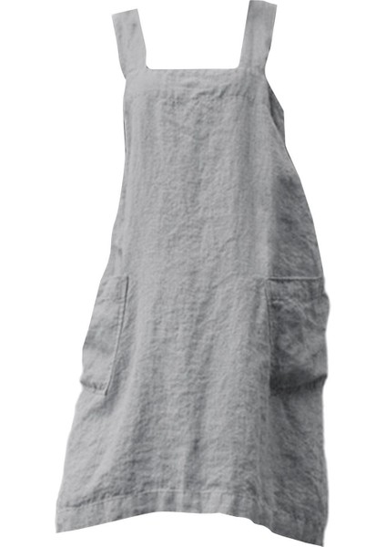 Pamuk Keten Önlük Pocket Cross Sırt Şef Önlükleri Kadınlar Için Xxl Gray (Yurt Dışından) fiyatları