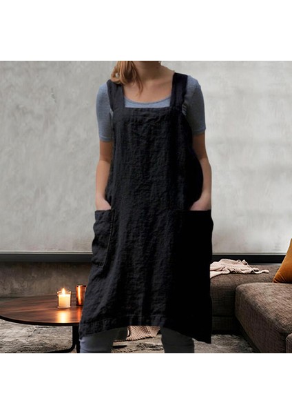 Pamuk Keten Önlük Pocket Cross Sırt Şef Önlükleri Kadınlar Için Xxxl Siyah (Yurt Dışından) fırsatları
