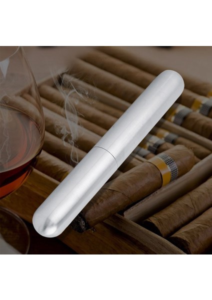 Nefis Kalınlaşmış Paslanmaz Çelik Puro Tüp Kutusu Silindirik Tek Taşınabilir Iş Metal Sigara Seti Hediye Butik (Yurt Dışından) modelleri