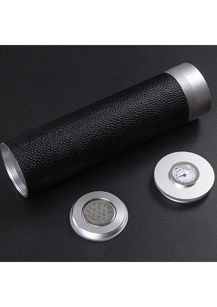 Taşınabilir Seyahat Puro Durumda Deri Alüminyum Alaşımlı Çizgili Puro Tüp Mini Neme Nemlendirici Higrometre Kutusu ile Fit 4 Puro | Puro Aksesuarları (Yurt Dışından) modelleri