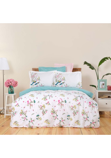 Dina Yeşil Pamuk Çift Kişilik Nevresim Takımı