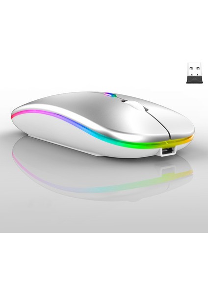 Weluot 1600DPI 2.4ghz Usbli Rgb Oyun Faresi - Gümüş (Yurt Dışından)