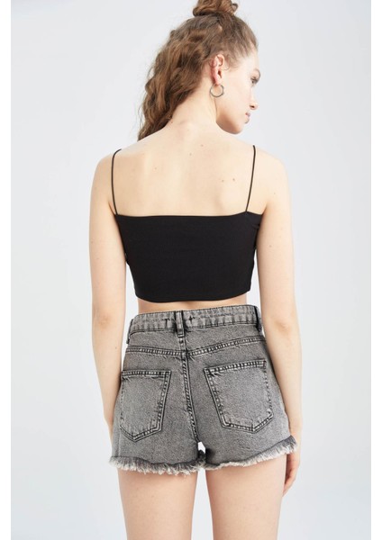 Coool Skinny Fit İp Askılı Pamuklu Crop Top U0358AZ22SM