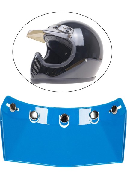 Motosiklet Kask Visor Tepe 5-Snap Açık Yüz Koruyucu Yedek Parçalar Mavi Değiştirir (Yurt Dışından)