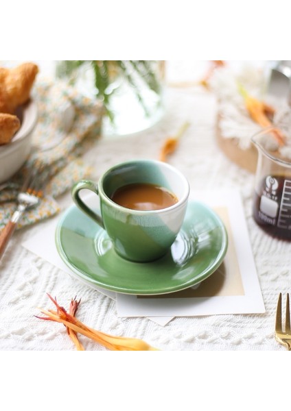 Yeşil Vintage Kahve Fincanı Minimalistin Dışında Minimalist Çay Kahve Fincanı Seramik Yeniden Kullanılabilir Ürünleri | Kahve Kupası Setleri fiyatları