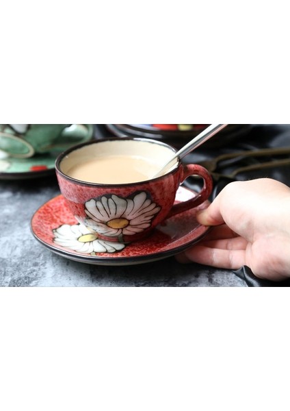 Yaratıcı Japon Tarzı Kahve Fincanı ve Tabağı Ev Çay Bardağı Seti Öğleden Sonra Çay Bardağı Suyu Kupası Seramik Kupa Moda Çayım | Kahve Kupası Setleri(Yurt Dışından)