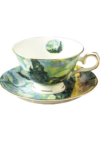 Lüks Kemik Çini Kahve Fincanı Sanat Tasarım Yüksek Kaliteli Çay Bardakları ve Tabağı Setleri Seramik Kupa Türkçe Çay Tazas Desayuno Drinkware | Kahve Kupası Setleri