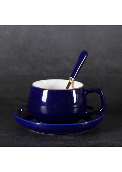 Cappuccino Latte Mavi Dağ Kahve Süt Kupası |kahve Fincanı ve Tabağı Seti