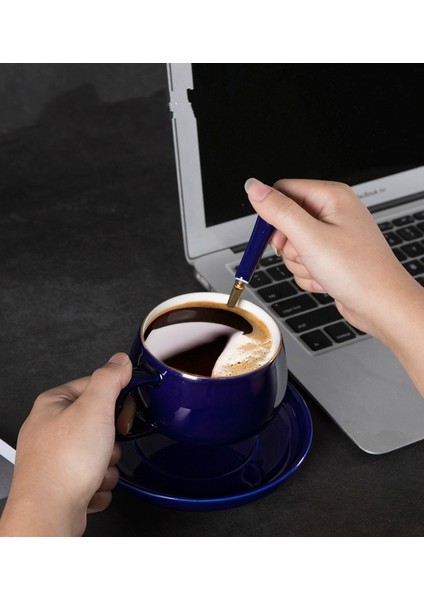 Cappuccino Latte Mavi Dağ Kahve Süt Kupası |kahve Fincanı ve Tabağı Seti